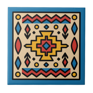 Southwest Native American Geometric Design Tile