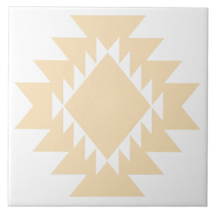 Southwest Native American Geometric White and Tan Tile