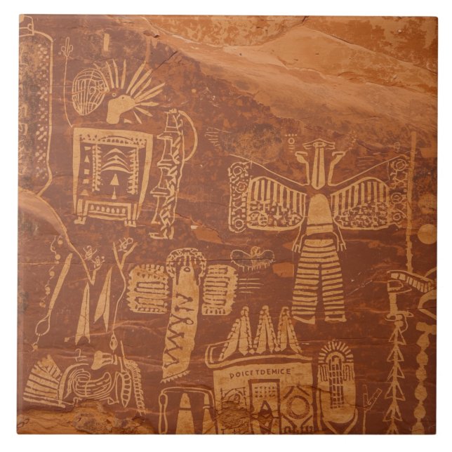 Southwest Native American Petroglyh  Tile (Front)