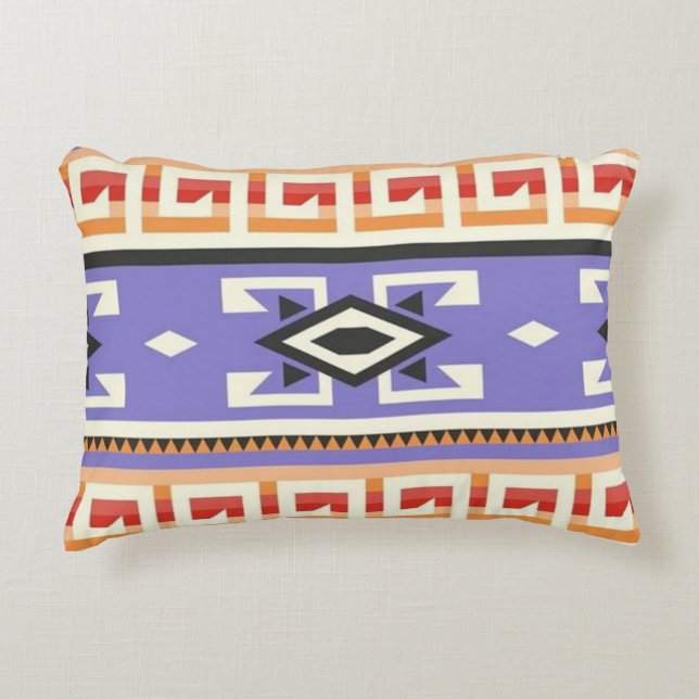 Southwest Native American Purple Vector Pattern Accent Pillow (Front)