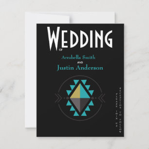 Southwest Native Aztec Symbol Wedding Black  Invitation