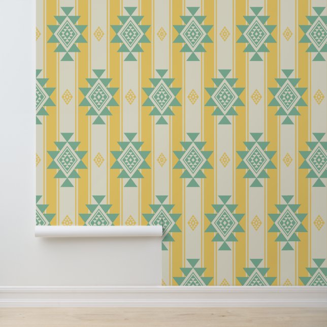 Southwest Navajo modern colourful stripes pattern Wallpaper (Application)