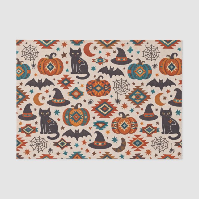 Southwest Orange Pumpkin Halloween  Tissue Paper (Front)