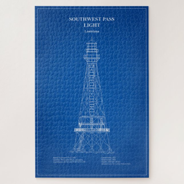 Southwest Pass Lighthouse - Louisiana – AD Jigsaw Puzzle (Vertical)