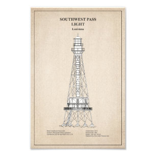 Southwest Pass Lighthouse - Louisiana - SBD Photo Print