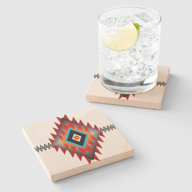 Southwest Pattern #1 Stone Coaster (Side)