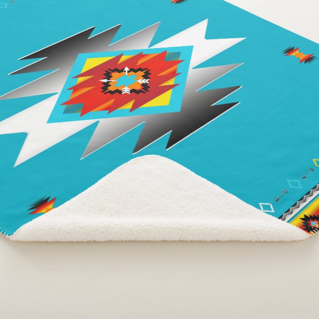 Southwest Pattern 8, changeable colours Sherpa Blanket (3/4)