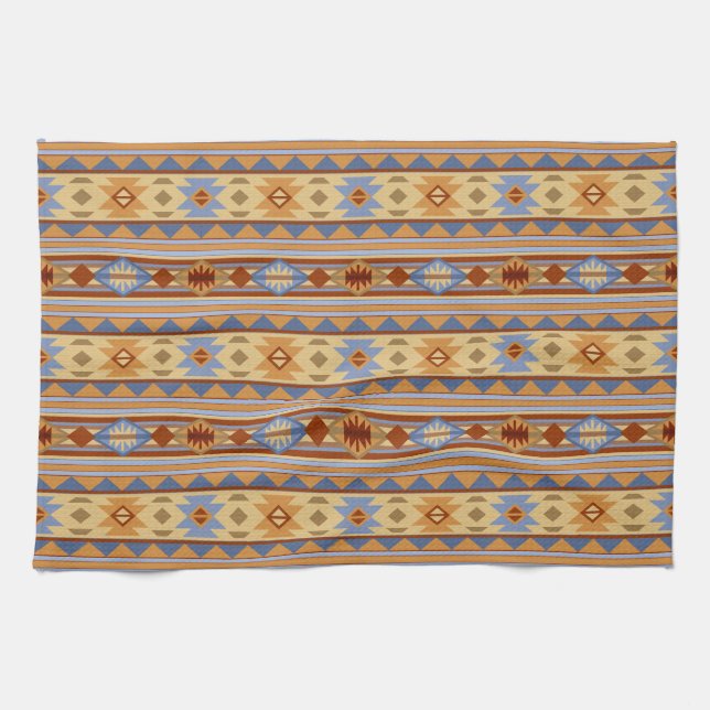 Southwest Pattern Design Rust Grey Gold Kitchen Towel (Horizontal)