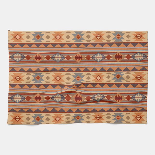 Southwest Pattern Design Tan Kitchen Towel (Horizontal)