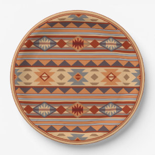 Southwest Pattern Design Tan Paper Plate
