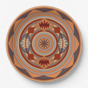 Southwest Pattern Design Tan Paper Plate