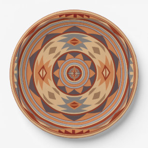 Southwest Pattern Design Tan Paper Plate