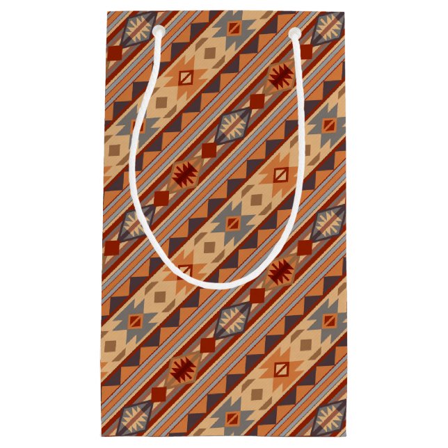 Southwest Pattern Design Tan Small Gift Bag (Front)
