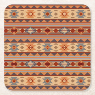 Southwest Pattern Design Tan Square Paper Coaster