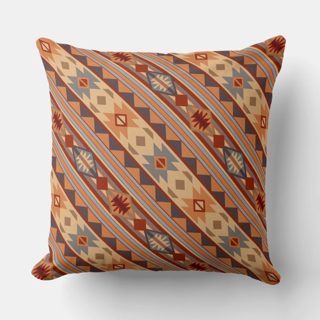 Southwest Pattern Design Tan Throw Pillow (Front)