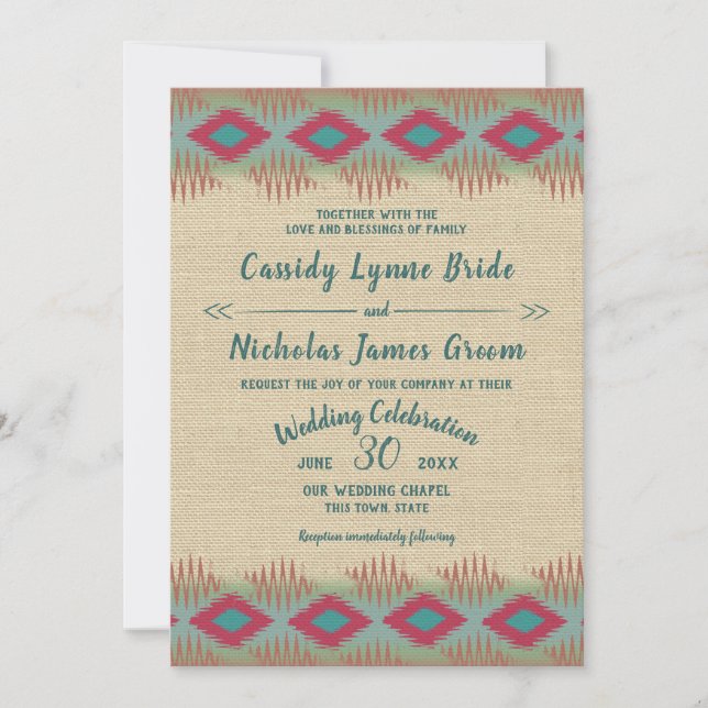 Southwest Pattern Wedding Invitation (Front)