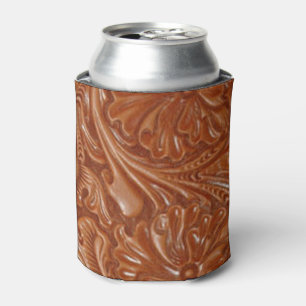 southwest pattern western country tooled leather can cooler