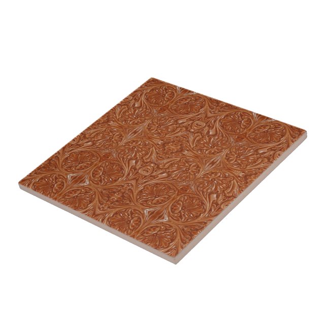 southwest pattern western country tooled leather tile (Side)