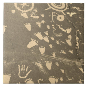 Southwest Petroglyph Native American Footprint SP Tile