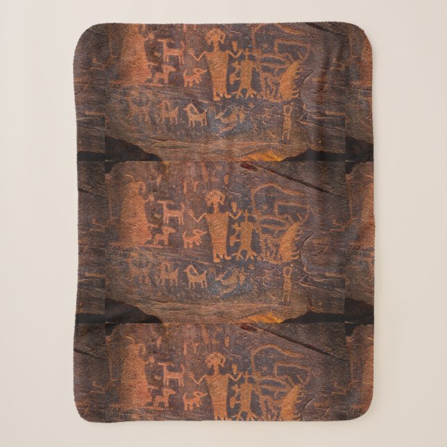 Southwest Petroglyph Sherpa Blanket (Front)