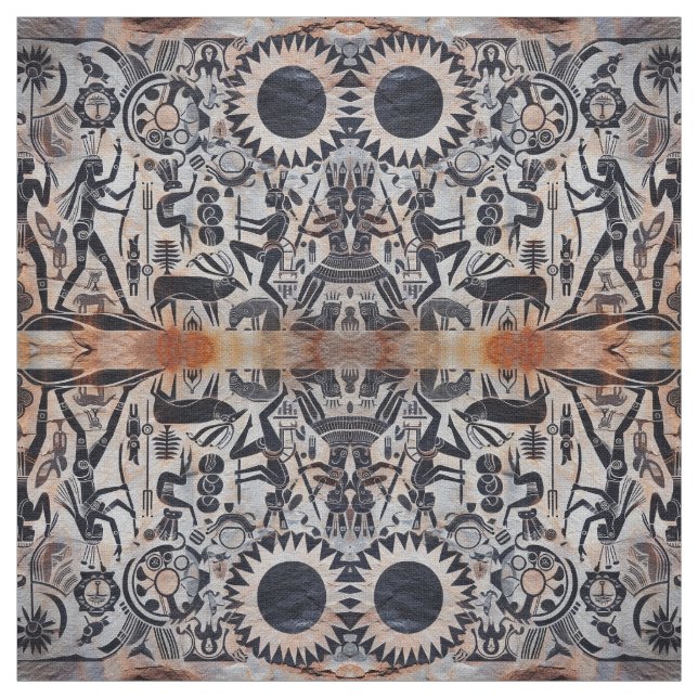 Southwest Petroglyphs Kachina Dancer Pattern Fabric (Swatch)