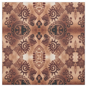Southwest Pictograph Brown Pattern Fabric