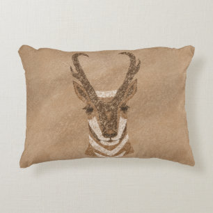 Southwest Pronghorn Antelope Face Accent Pillow