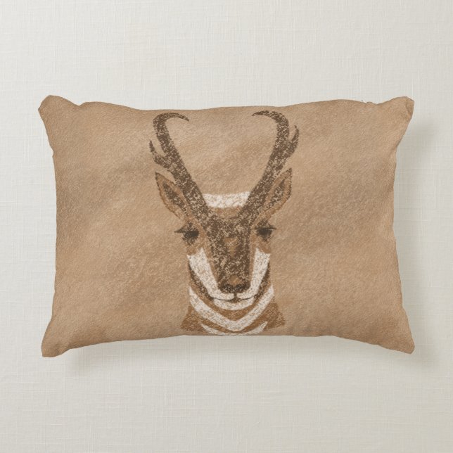 Southwest Pronghorn Antelope Face  Accent Pillow (Front)