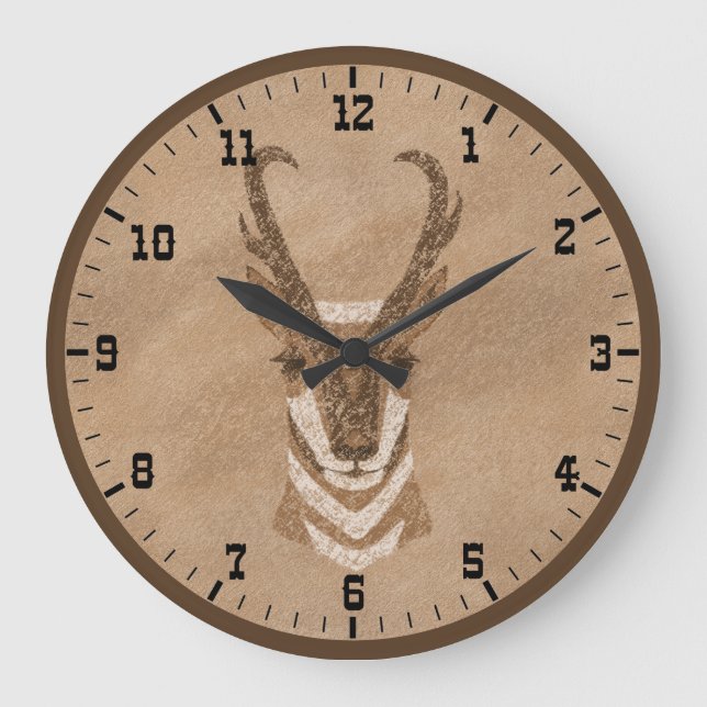 Southwest Pronghorn Antelope Head Old West Large Clock (Front)