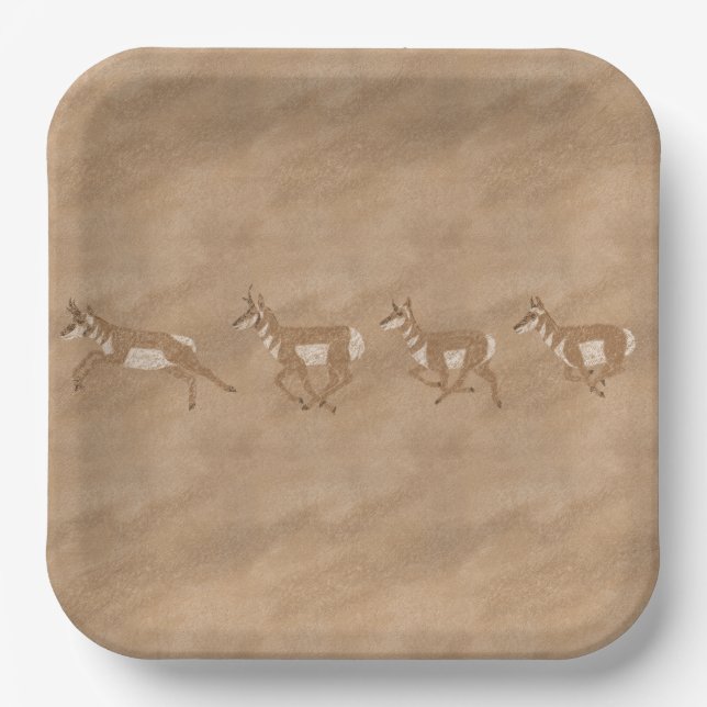 Southwest Pronghorn Antelope Herd Paper Plate (Front)