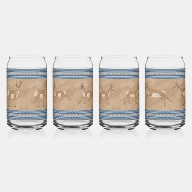 Southwest Pronghorn Antelopes Assorted Set Can Glass (Front)
