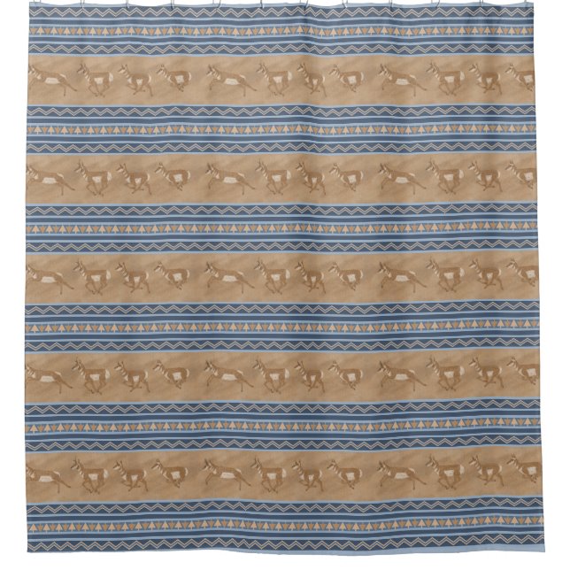 Southwest Pronghorn Antelopes Blue & Tan Pattern (Front)