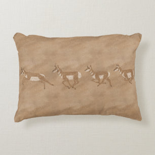 Southwest Pronghorn Petroglyph Accent Pillow