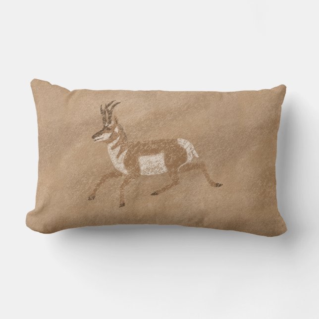 Southwest Pronghorn Running Antelope Lumbar Pillow (Front)
