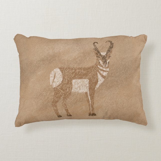 Southwest Pronghorn Standing Antelope Accent Pillow (Front)