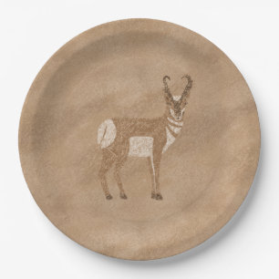 Southwest Pronghorn Standing Antelope Design Paper Plate