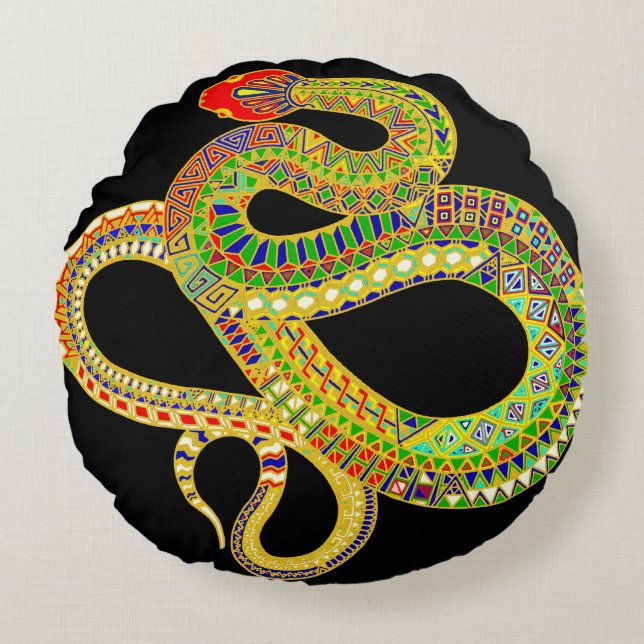 Southwest Rattler Round Pillow (Front)