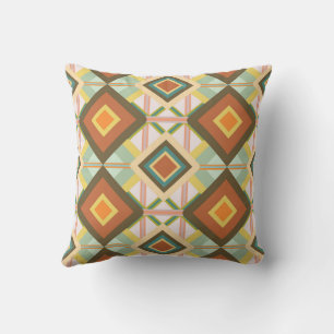 Southwest Retro Pop Art Diamonds Pattern Throw Pillow