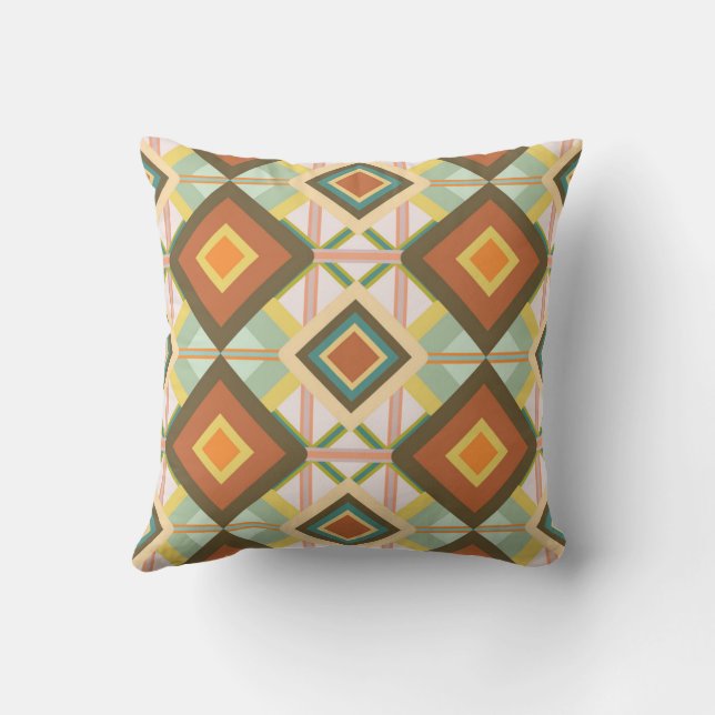 Southwest Retro Pop Art Diamonds Pattern Throw Pillow (Back)