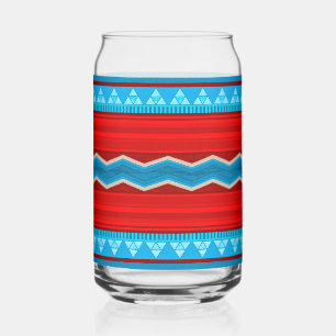 Southwest River Canyon Geometric Red Turquoise Can Glass