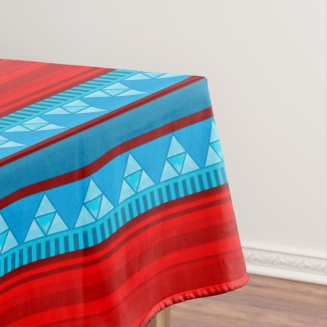 Southwest River Canyon Geometric Red Turquoise Lg Tablecloth (In Situ)