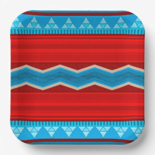 Southwest River Canyon Geometric Red Turquoise Paper Plate
