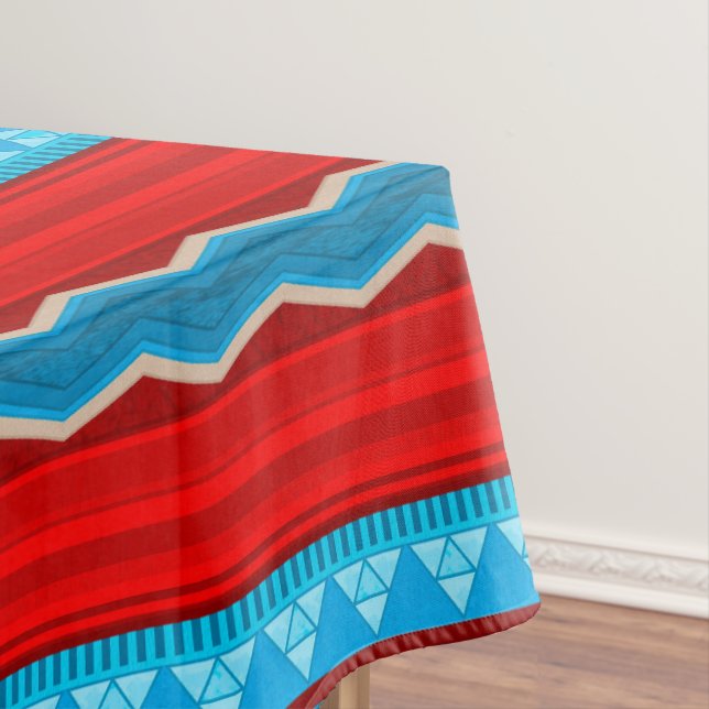 Southwest River Canyon Geometric Red Turquoise Sm Tablecloth (In Situ)