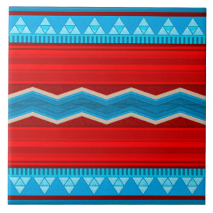 Southwest River Canyon Geometric Red Turquoise Tile