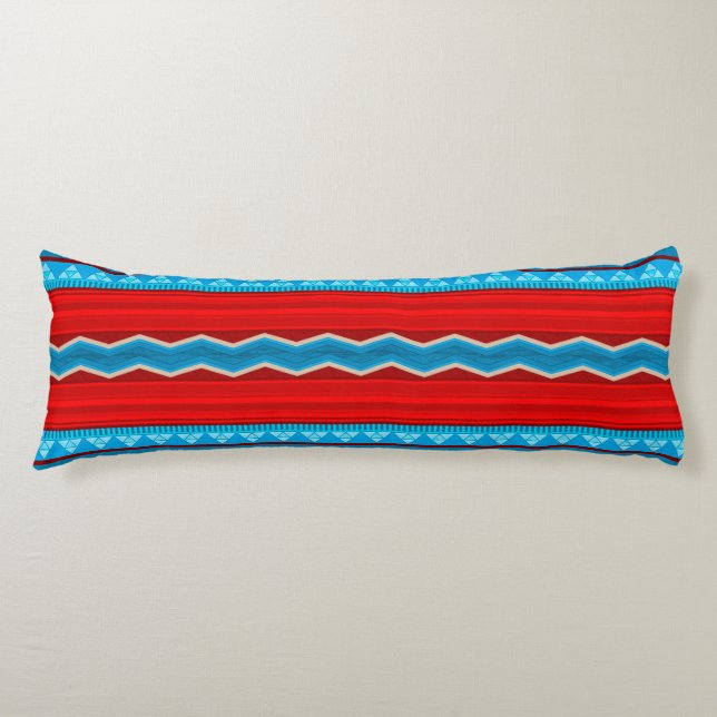 Southwest River Canyon Red and Turquoise Body Pillow (Front)
