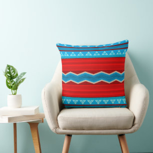 Southwest River Canyon Red and Turquoise Throw Pillow