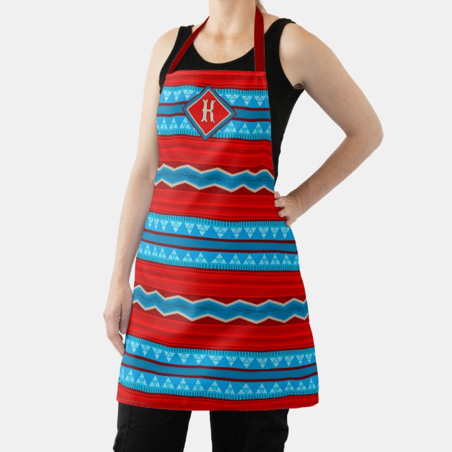 Southwest River Canyon Red Turquoise Monogram Apron (Insitu)