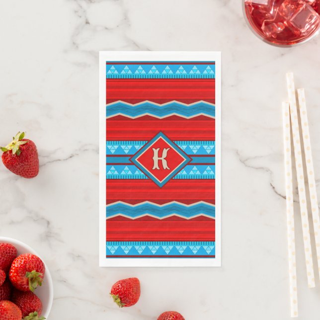 Southwest River Canyon Red Turquoise Monogrammed Napkin (Insitu)