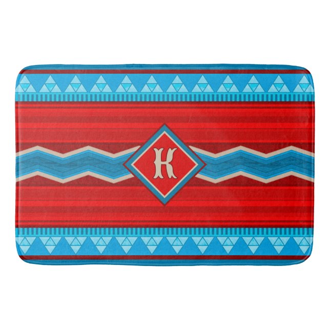 Southwest River Canyon Red Turquoise Personalized Bath Mat (Front)