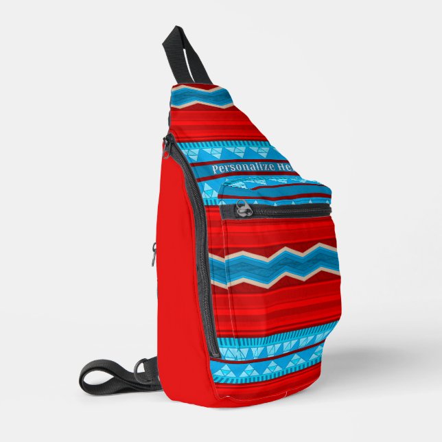 Southwest River Canyon Red Turquoise Personalized Sling Bag (Left Corner)